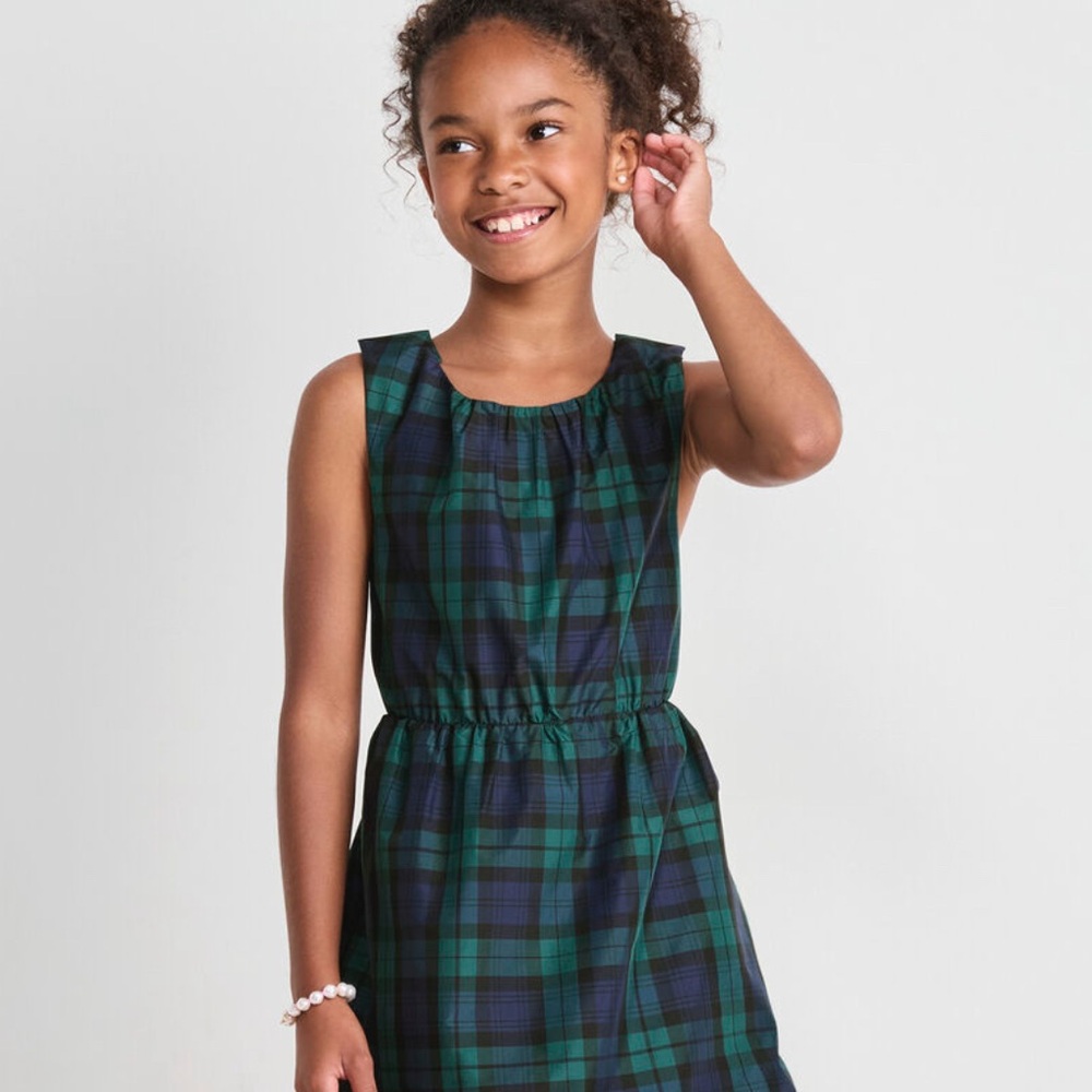 Vineyard Vines Green and Blue Plaid Kids Dress